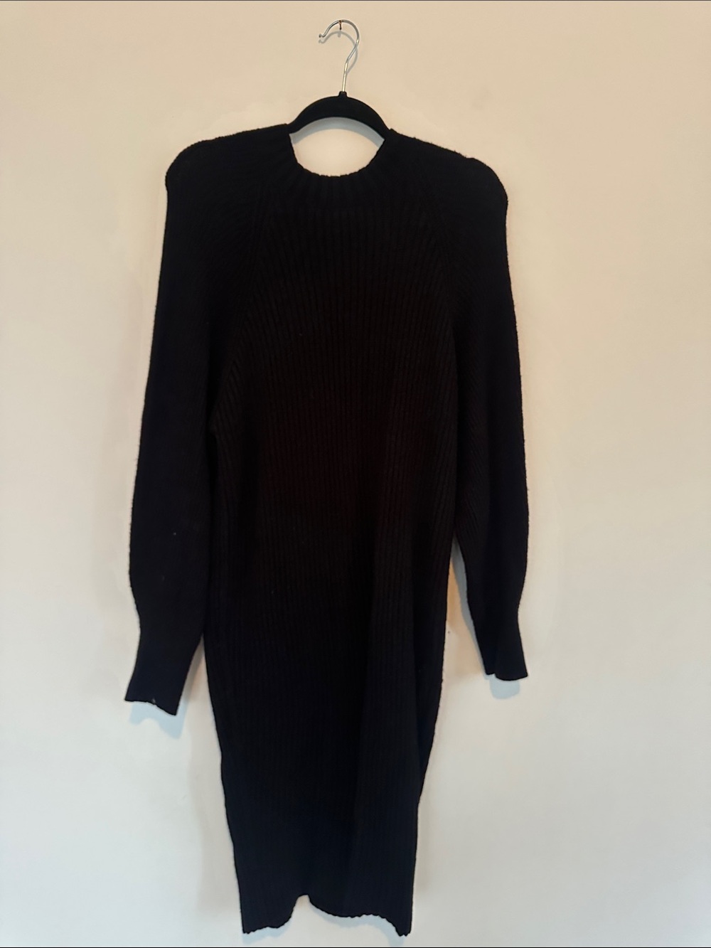 Express Black Ribbed Crewneck Sweater Dress